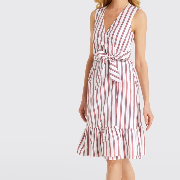 Draper James Dresses & Skirts - Draper James Faux Wrap Dress Pink Stripe 2 NWT
